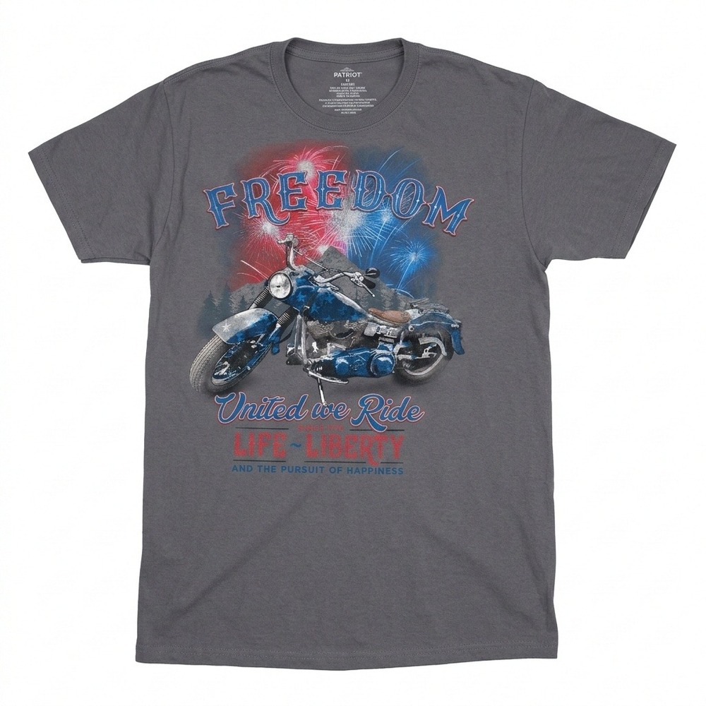 Celebrate Patriotic Mens Motorcycle Freedom Graphic T-Shirt Charcoal Gray Size M